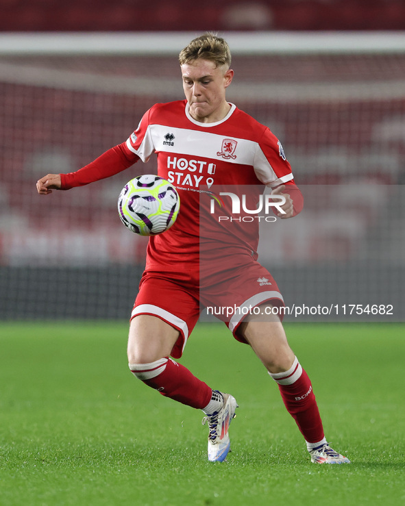 Charlie Lennon of Middlesbrough participates in the Premier League International Cup match between Middlesbrough Under 21s and Borussia Monc...