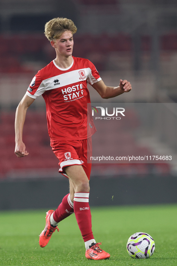 Finlay Cartwright of Middlesbrough participates in the Premier League International Cup match between Middlesbrough Under 21s and Borussia M...