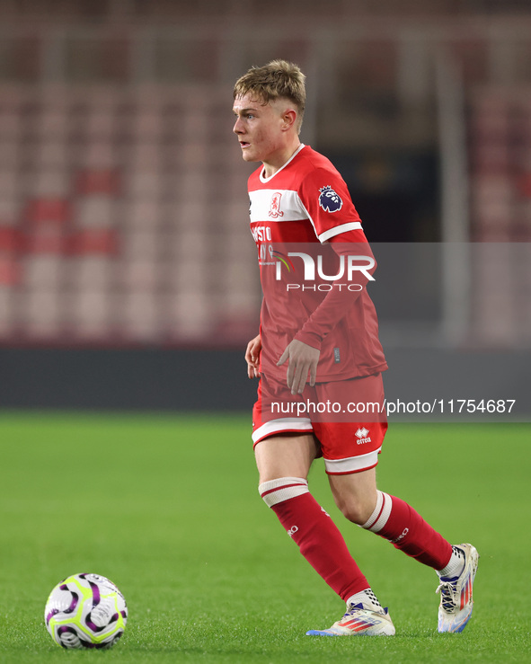 Charlie Lennon of Middlesbrough participates in the Premier League International Cup match between Middlesbrough Under 21s and Borussia Monc...