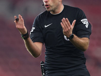 Match referee Adam Herczeg officiates during the Premier League International Cup match between Middlesbrough Under 21s and Borussia Monchen...