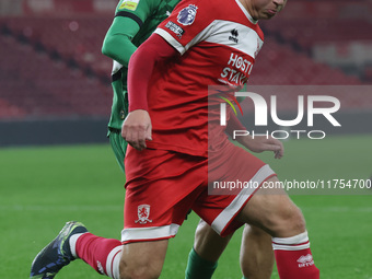 Middlesbrough's Sonny Finch is in action with Borussia Monchengladbach's Niklas Swider during the Premier League International Cup match bet...