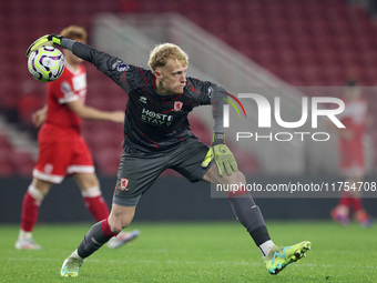 Thomas Glover of Middlesbrough plays during the Premier League International Cup match between Middlesbrough Under 21s and Borussia Moncheng...