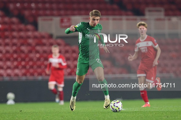 Veit Stange of Borussia Monchengladbach plays during the Premier League International Cup match between Middlesbrough Under 21s and Borussia...