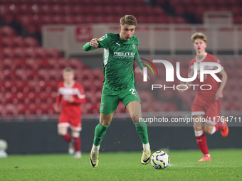 Veit Stange of Borussia Monchengladbach plays during the Premier League International Cup match between Middlesbrough Under 21s and Borussia...