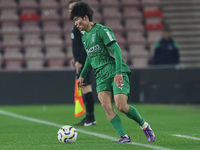 Shio Fukuda of Borussia Monchengladbach is in action during the Premier League International Cup match between Middlesbrough Under 21s and B...