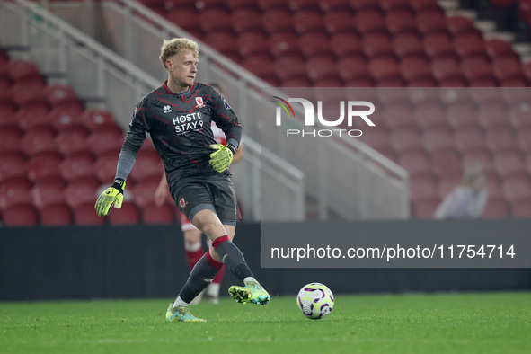 Thomas Glover of Middlesbrough participates in the Premier League International Cup match between Middlesbrough Under 21s and Borussia Monch...