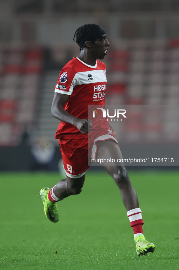 George Gitau of Middlesbrough plays during the Premier League International Cup match between Middlesbrough Under 21s and Borussia Monchengl...