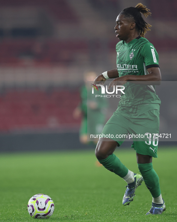 Winsley Boteli of Borussia Monchengladbach is in action during the Premier League International Cup match between Middlesbrough Under 21s an...