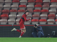 Ajay Matthews of Middlesbrough celebrates after scoring his second and the team's third goal during the Premier League International Cup mat...