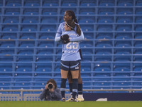 Khadija Shaw #21 of Manchester City W.F.C celebrates her goal with teammates during the Barclays FA Women's Super League match between Manch...