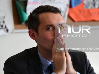 Alexandre Portier, Minister Delegate for Education, presents the O-Xygene project at the Asa Paulini College in Anse, Rhone, France, on Nove...