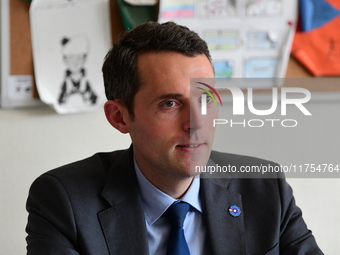 Alexandre Portier, Minister Delegate for Education, presents the O-Xygene project at the Asa Paulini College in Anse, Rhone, France, on Nove...