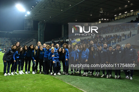 The Frosinone Calcio Women's Team plays during the 13th day of the Serie BKT Championship between Frosinone Calcio and Palermo F.C. at the B...