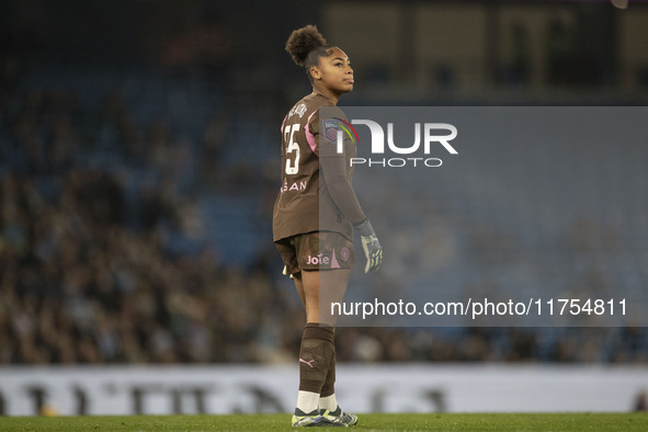 Khiara Keating #35 (GK) of Manchester City W.F.C. participates in the Barclays FA Women's Super League match between Manchester City and Tot...