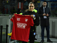 Maria Marotta wears the shirt ''Rispetto per tutte'' during the 13th day of the Serie BKT Championship between Frosinone Calcio and Palermo...