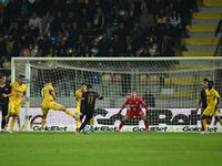 Roberto Insigne of Palermo F.C. scores the goal for 0-1 during the 13th day of the Serie BKT Championship between Frosinone Calcio and Paler...