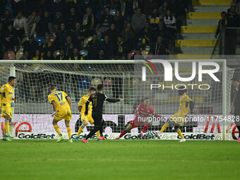 Roberto Insigne of Palermo F.C. scores the goal for 0-1 during the 13th day of the Serie BKT Championship between Frosinone Calcio and Paler...