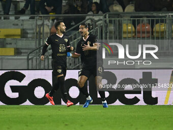 Roberto Insigne of Palermo F.C. celebrates after scoring the goal of 0-1 during the 13th day of the Serie BKT Championship between Frosinone...