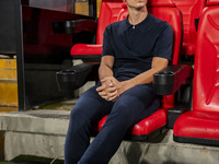 Inigo Perez, head coach of Rayo Vallecano, sits on the bench during the La Liga EA Sports 2024/25 football match between Rayo Vallecano and...