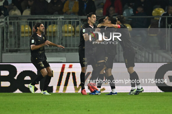 Roberto Insigne of Palermo F.C. celebrates after scoring the goal of 0-1 during the 13th day of the Serie BKT Championship between Frosinone...