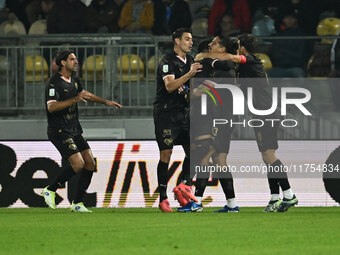 Roberto Insigne of Palermo F.C. celebrates after scoring the goal of 0-1 during the 13th day of the Serie BKT Championship between Frosinone...