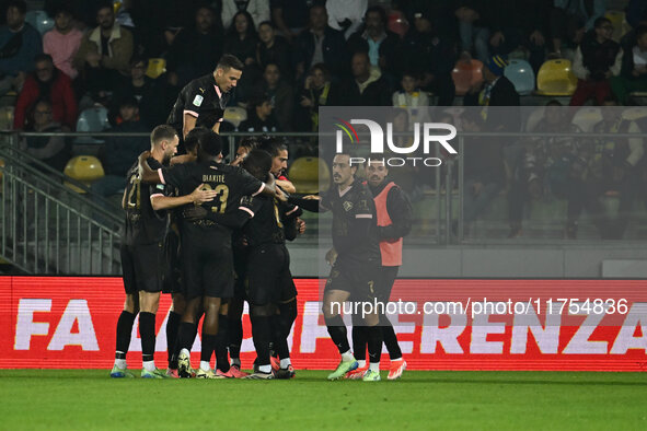 Roberto Insigne of Palermo F.C. celebrates after scoring the goal of 0-1 during the 13th day of the Serie BKT Championship between Frosinone...