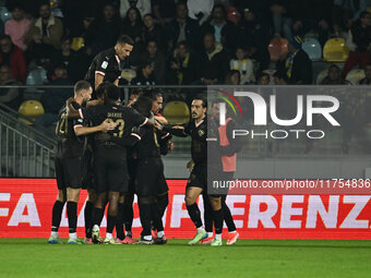 Roberto Insigne of Palermo F.C. celebrates after scoring the goal of 0-1 during the 13th day of the Serie BKT Championship between Frosinone...