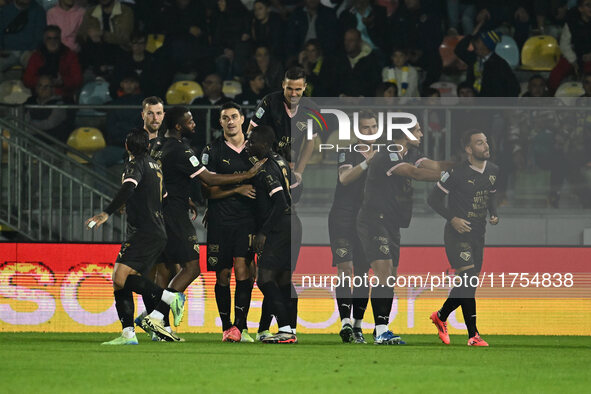 Roberto Insigne of Palermo F.C. celebrates after scoring the goal of 0-1 during the 13th day of the Serie BKT Championship between Frosinone...