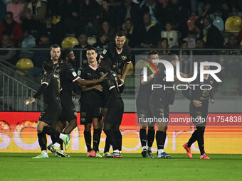 Roberto Insigne of Palermo F.C. celebrates after scoring the goal of 0-1 during the 13th day of the Serie BKT Championship between Frosinone...