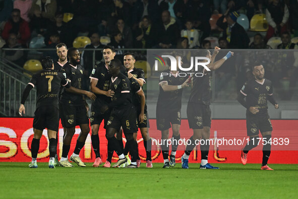 Roberto Insigne of Palermo F.C. celebrates after scoring the goal of 0-1 during the 13th day of the Serie BKT Championship between Frosinone...