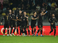 Roberto Insigne of Palermo F.C. celebrates after scoring the goal of 0-1 during the 13th day of the Serie BKT Championship between Frosinone...