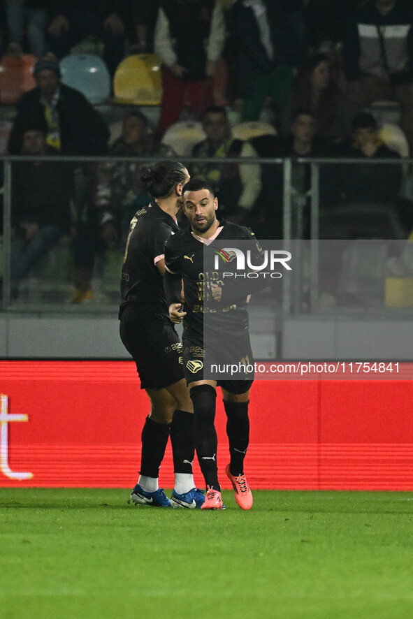 Roberto Insigne of Palermo F.C. celebrates after scoring the goal of 0-1 during the 13th day of the Serie BKT Championship between Frosinone...