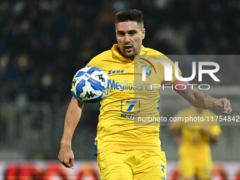 Riccardo Marchizza of Frosinone Calcio is in action during the 13th day of the Serie BKT Championship between Frosinone Calcio and Palermo F...