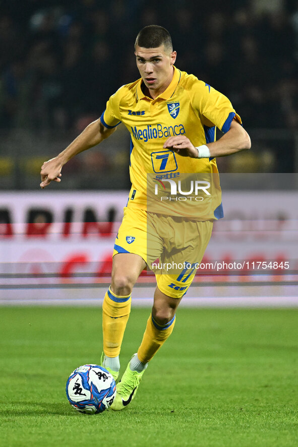 Giorgi Kvernadze of Frosinone Calcio is in action during the 13th day of the Serie BKT Championship between Frosinone Calcio and Palermo F.C...