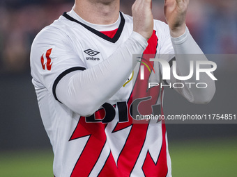 Isi Palazon of Rayo Vallecano cheers the fans during the La Liga EA Sports 2024/25 football match between Rayo Vallecano and UD Las Palmas a...