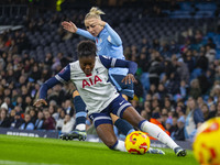 Alex Greenwood #5 of Manchester City W.F.C. fouls the opponent during the Barclays FA Women's Super League match between Manchester City and...