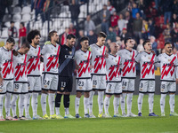 The Rayo Vallecano team observes a minute of silence in memory of the victims of the Valencian floods during the La Liga EA Sports 2024/25 f...