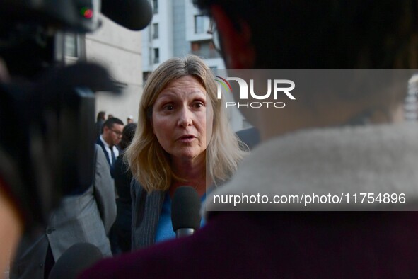 Mrs. Yael Braun Pivet, President of the National Assembly, speaks with students from the Poli Gones association at Jean Moulin Lyon 3 Univer...