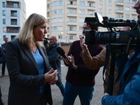 Mrs. Yael Braun Pivet, President of the National Assembly, speaks with students from the Poli Gones association at Jean Moulin Lyon 3 Univer...