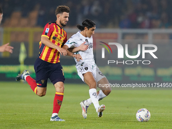 Youssef Maleh of Empoli FC is in action during the Serie A match between US Lecce and Empoli in Lecce, Italy, on November 8, 2024. (