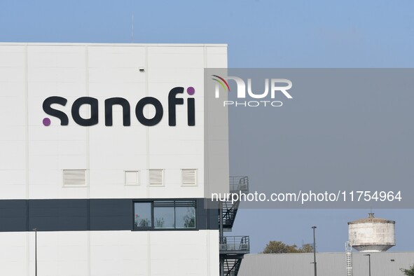 Sanofi pharmaceutical laboratory plant is in Neuville sur Saone in Rhone, France, on November 8, 2024. 