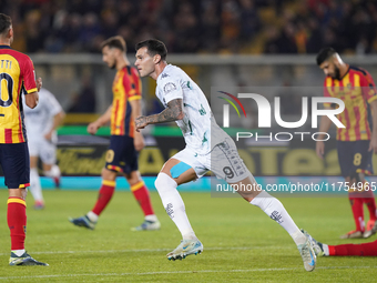 Pietro Pellegri of Empoli FC celebrates a goal during the Serie A match between US Lecce and Empoli in Lecce, Italy, on November 8, 2024. (