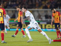 Pietro Pellegri of Empoli FC celebrates a goal during the Serie A match between US Lecce and Empoli in Lecce, Italy, on November 8, 2024. (