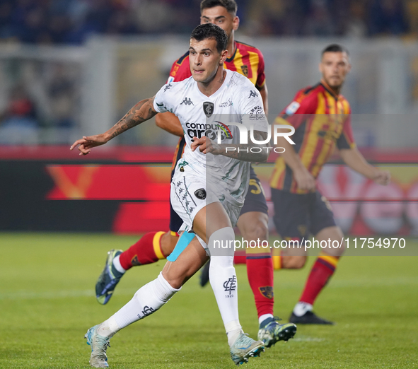 Pietro Pellegri of Empoli FC is in action during the Serie A match between US Lecce and Empoli in Lecce, Italy, on November 8, 2024. 