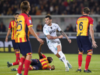 Pietro Pellegri of Empoli FC celebrates a goal during the Serie A match between US Lecce and Empoli in Lecce, Italy, on November 8, 2024. (