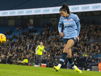 Leila Ouahabi #15 of Manchester City W.F.C. plays during the Barclays FA Women's Super League match between Manchester City and Tottenham Ho...