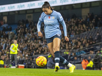 Leila Ouahabi #15 of Manchester City W.F.C. plays during the Barclays FA Women's Super League match between Manchester City and Tottenham Ho...