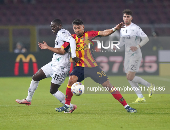 Santiago Pierotti of US Lecce is in action during the Serie A match between US Lecce and Empoli in Lecce, Italy, on November 8, 2024. 