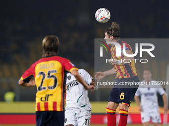 Federico Baschirotto of US Lecce is in action during the Serie A match between US Lecce and Empoli in Lecce, Italy, on November 8, 2024. (