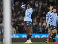 Khadija Shaw #21 of Manchester City W.F.C. celebrates her goal during the Barclays FA Women's Super League match between Manchester City and...